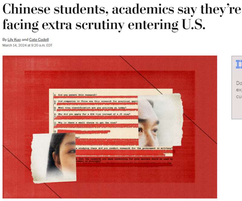 越来越多中国留学生入美遭盘问